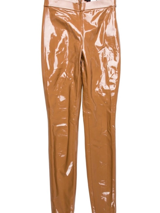 Alice + Olivia Pants - Alice + Olivia Glossy Camel Vinyl Skinny Pants
